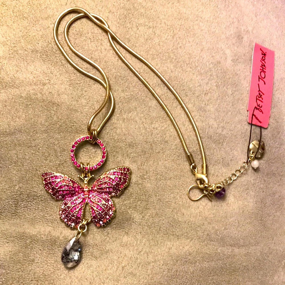Betsy Johnson Butterfly Pink Necklace
